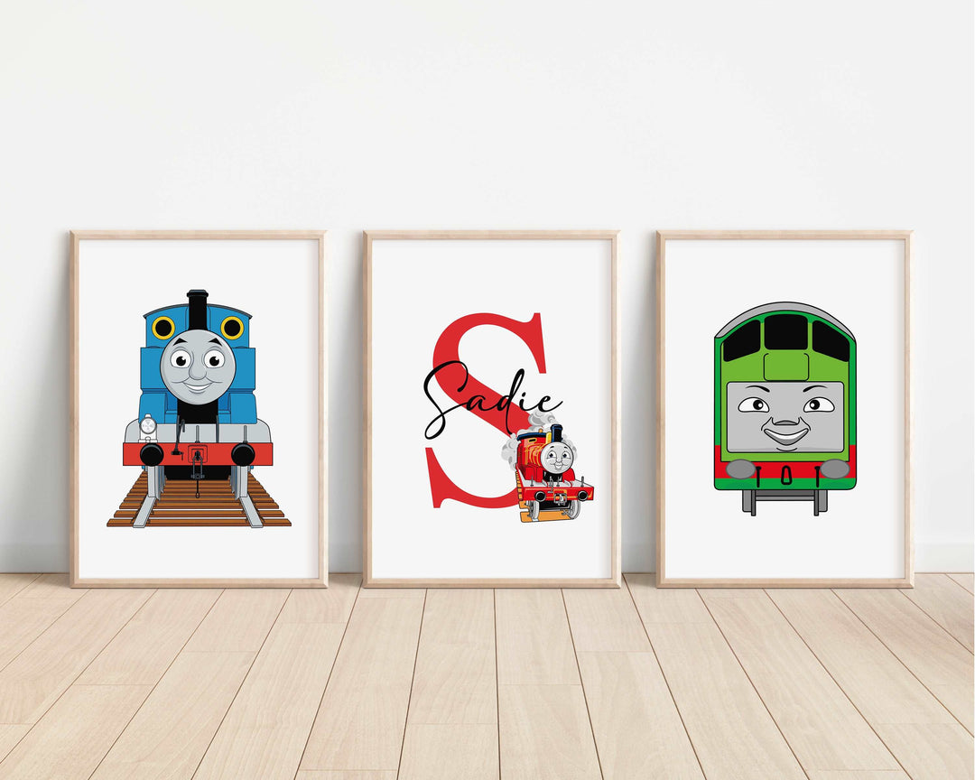 SET OF 3 Thomas The Tank Engine Personalised Bedroom Prints