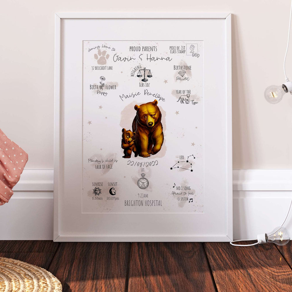 Brother Bear Personalised The Day You Were Born Disney Print