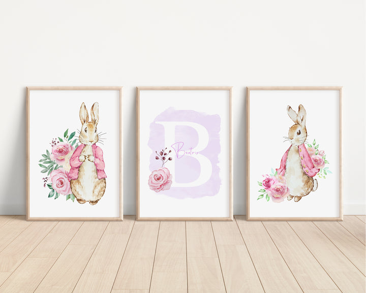 SET OF 3 Flopsy Bunny Personalised Prints