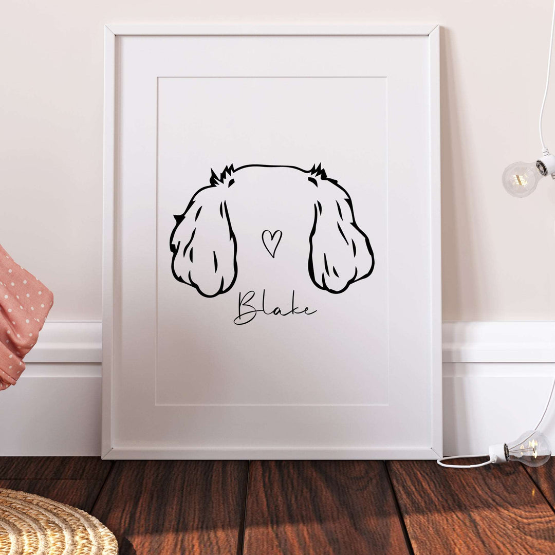 Personalised Cocker Spaniel Dog Line Art Print