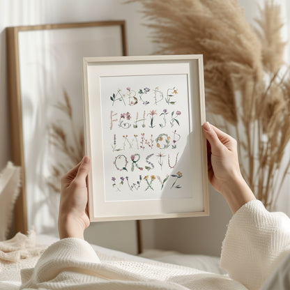 Floral Flowers Alphabet Bedroom Print