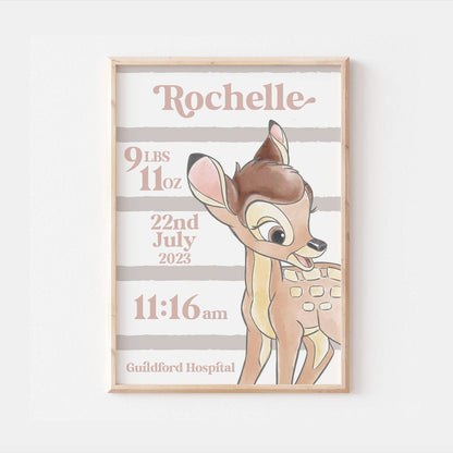 Bambi Personalised The Day You Were Born Disney Print