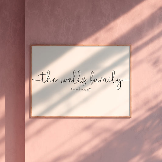 Personalised Our Family Surname Print