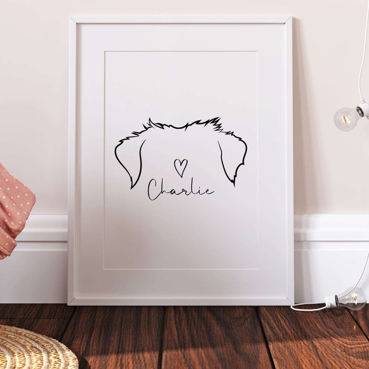 Personalised Border Terrier Dog Line Art Print