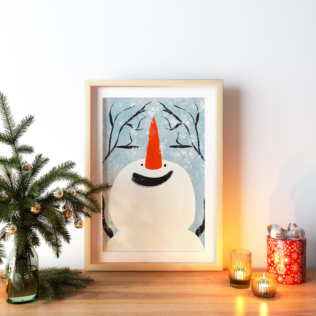 Snowman Christmas Wall Print