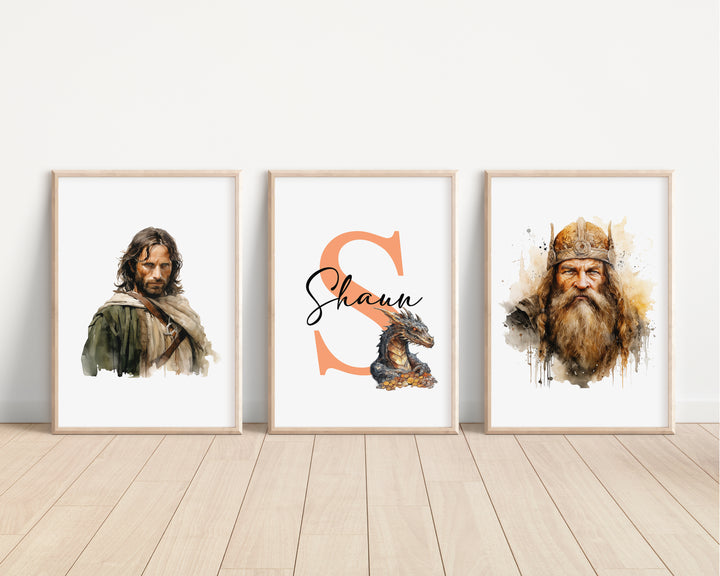 SET OF 3 Lord Of The Rings The Hobbit Personalised Prints