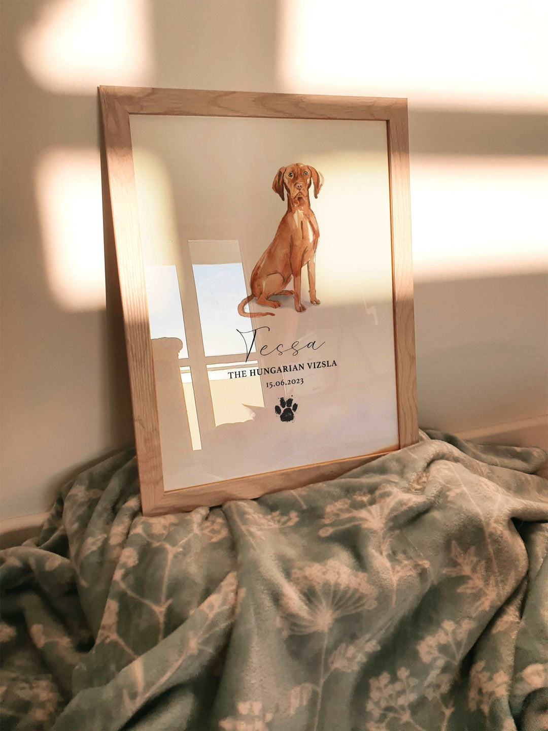 Personalised Hungarian Vizsla Dog Watercolour Print