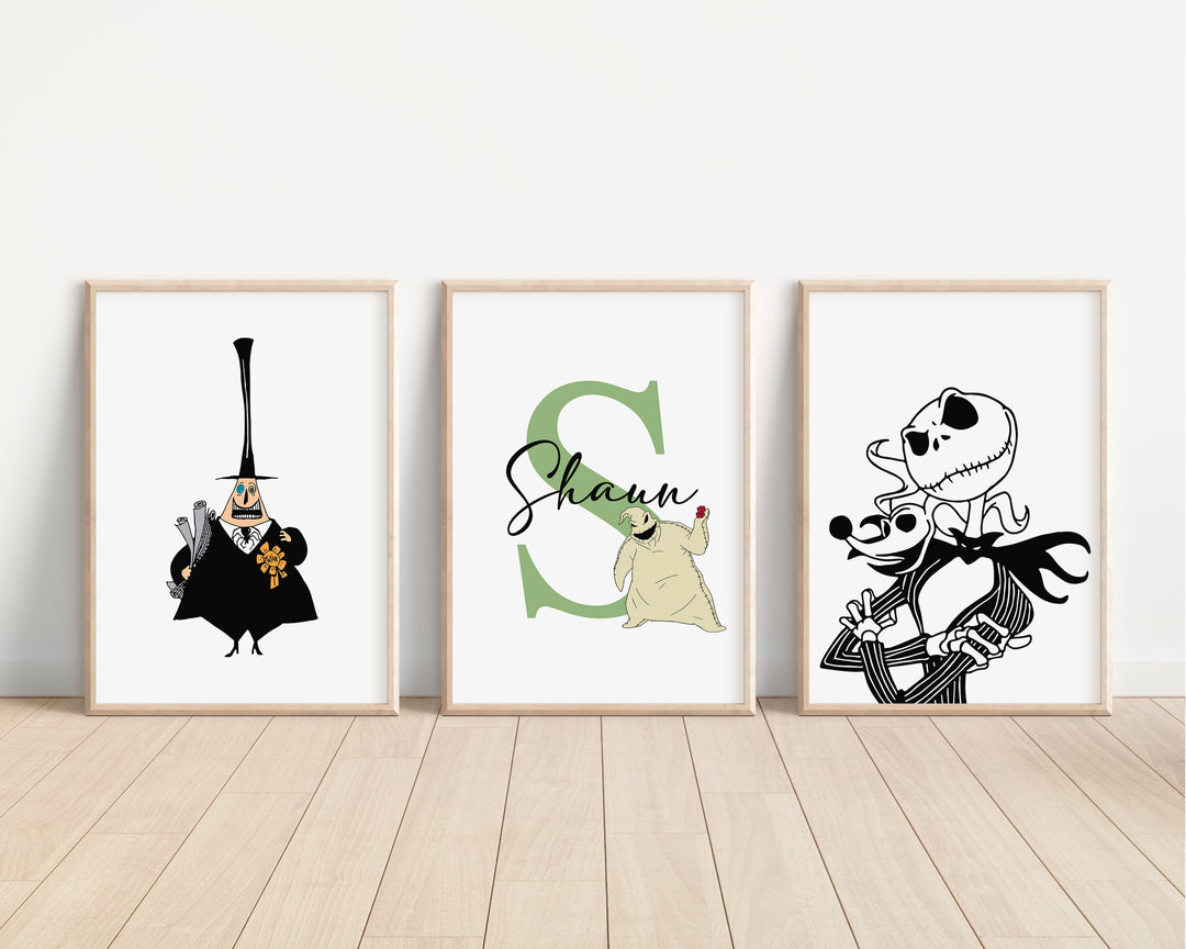 SET OF 3 The Nightmare Before Christmas Personalised Prints