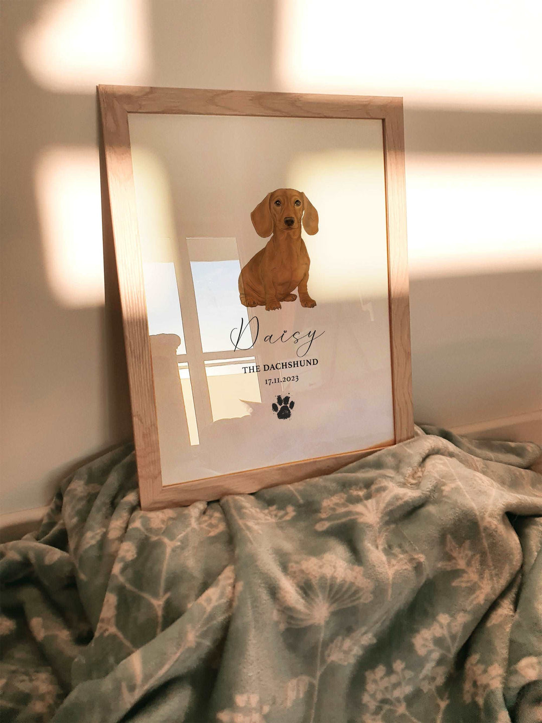 Personalised Tan Dachshund Dog Watercolour Print