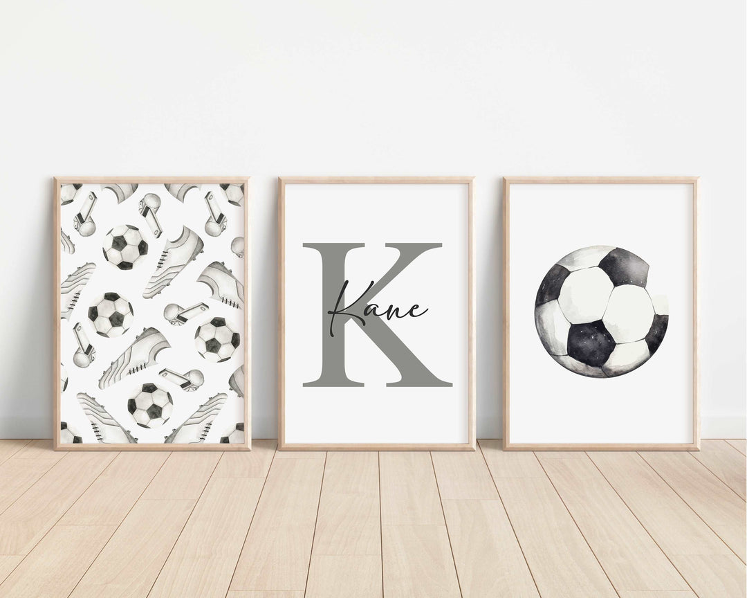 SET OF 3 Football Personalised Bedroom Prints