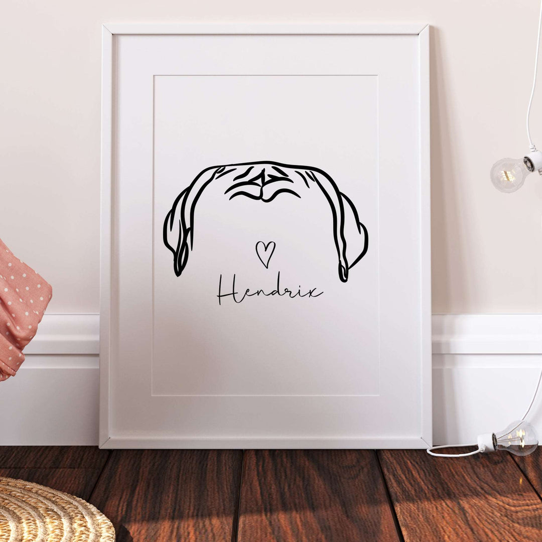 Personalised Dogue De Bordeaux Dog Line Art Print