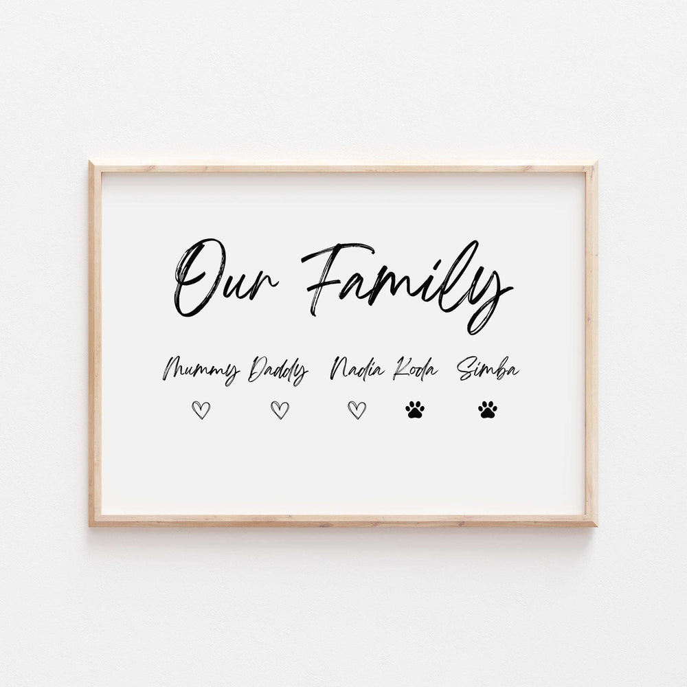 Personalised Our Family Heart Print