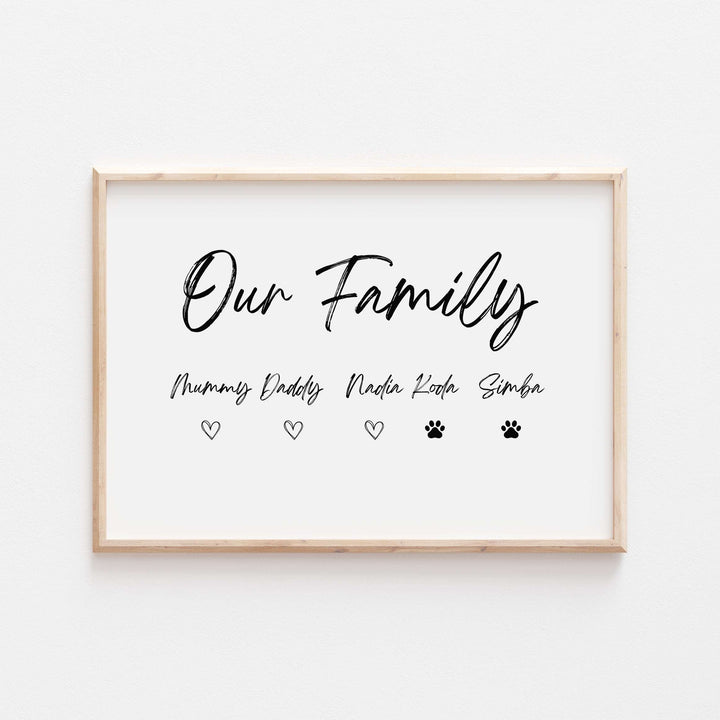 Personalised Our Family Heart Print