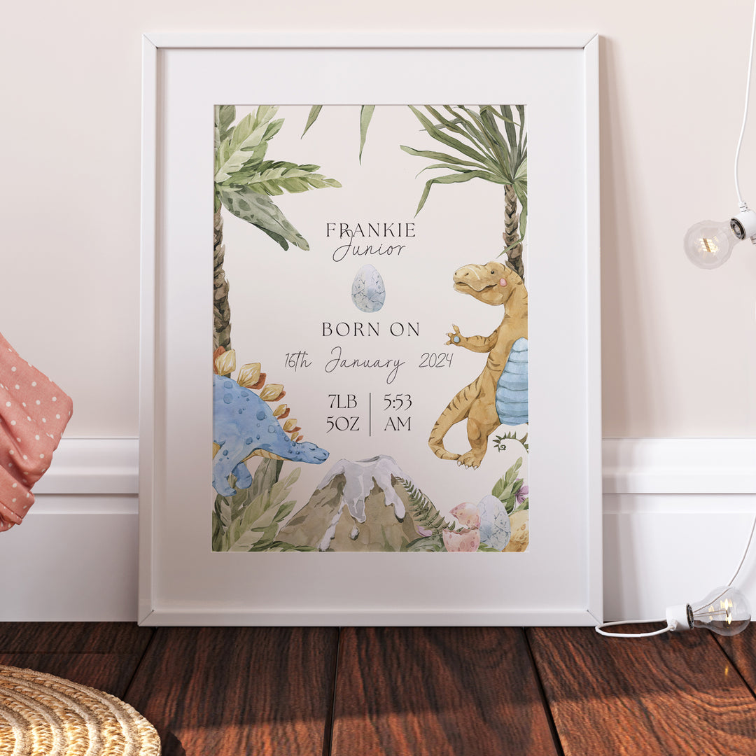 Dinosaurs Personalised The Day You Were Born Nursery Print