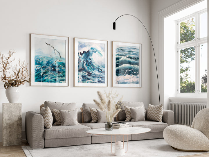 SET OF 3 Ocean Waves Home Prints