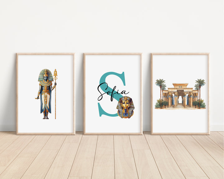 SET OF 3 Ancient Egypt Personalised Bedroom Prints