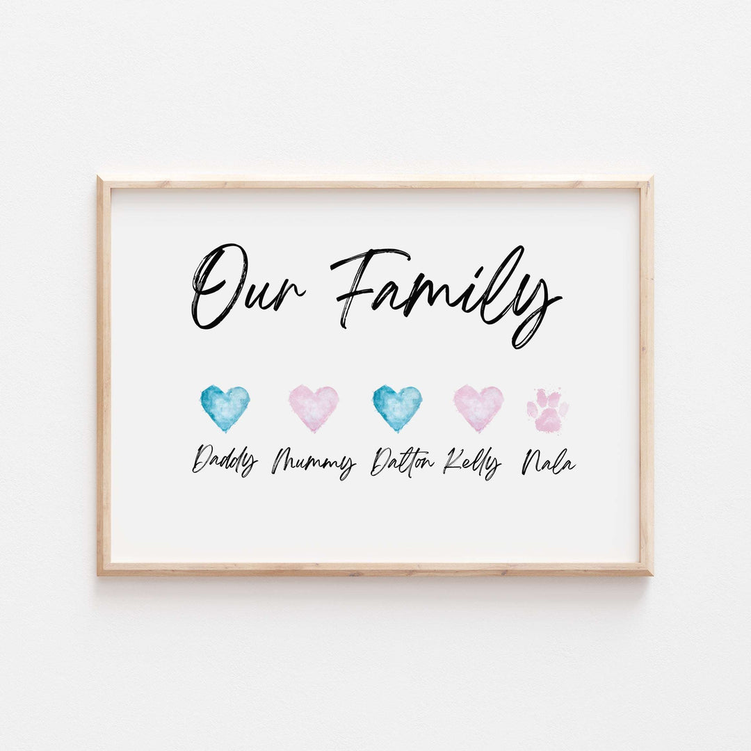 Personalised Our Family Heart Print