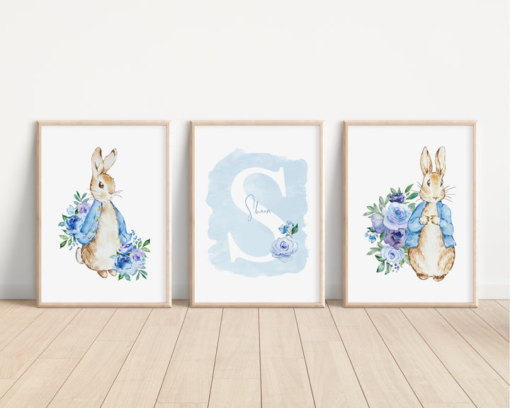 SET OF 3 Peter Rabbit Beatrix Potter Personalised Prints