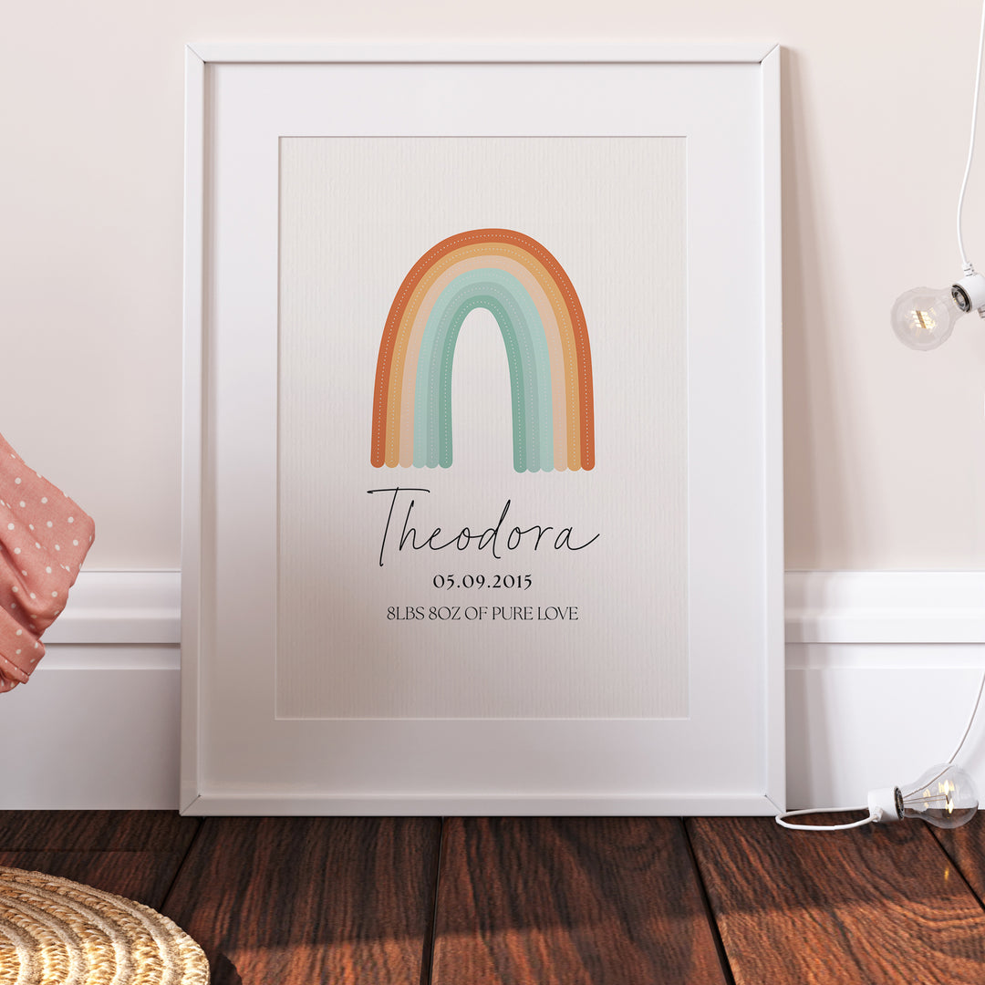 Rainbow Personalised Print, Kids Nursery Decor