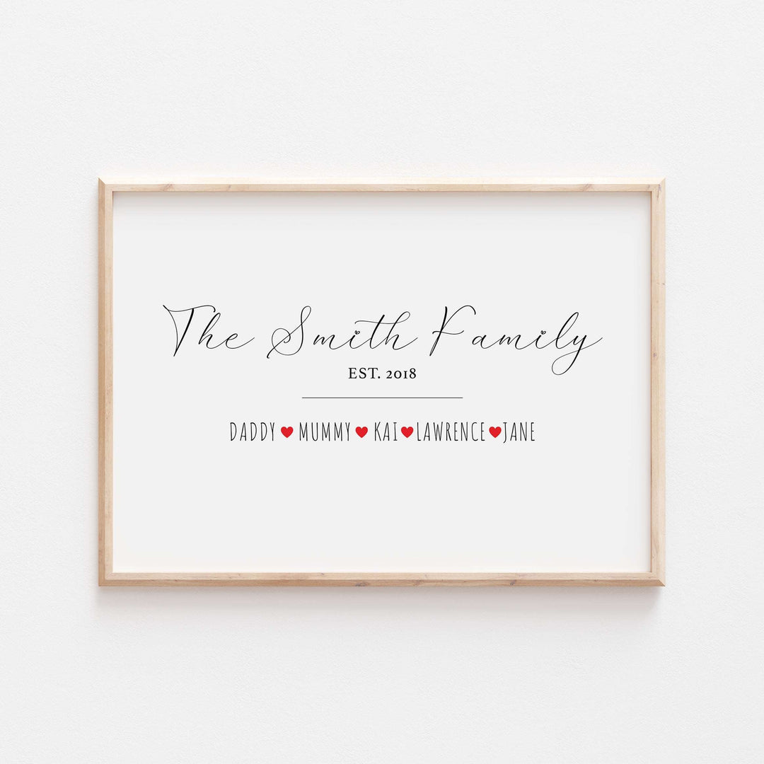 Personalised Our Family Heart Print