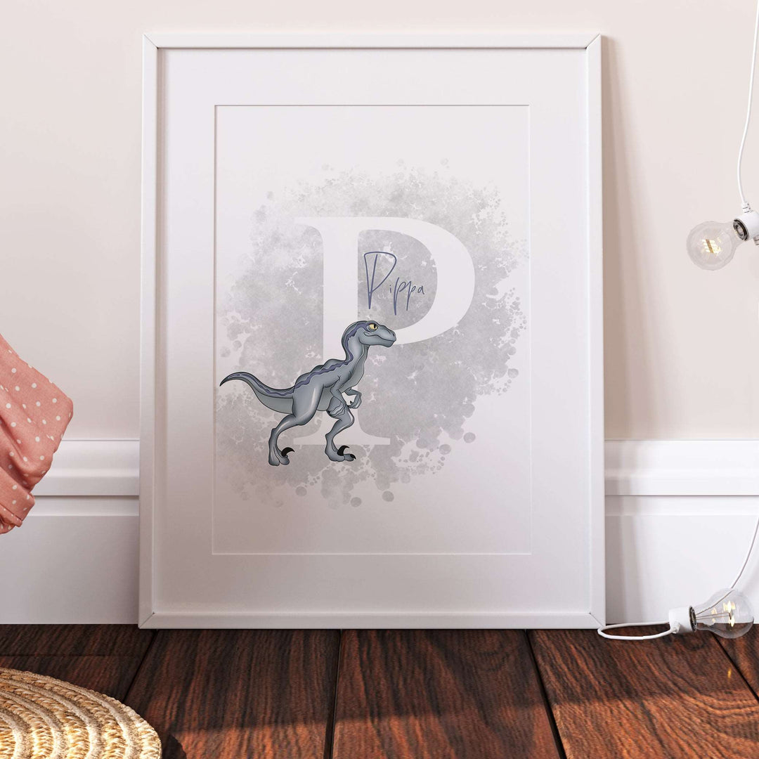 Jurassic Velociraptor Personalised Kids Print