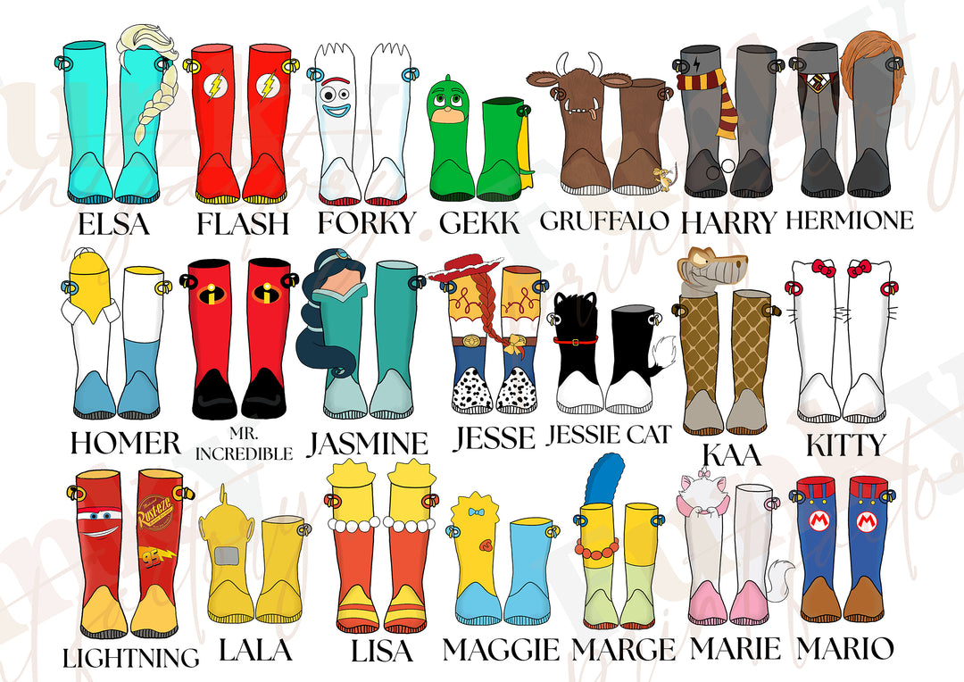 Personalised Our Family Disney Welly Boots Print