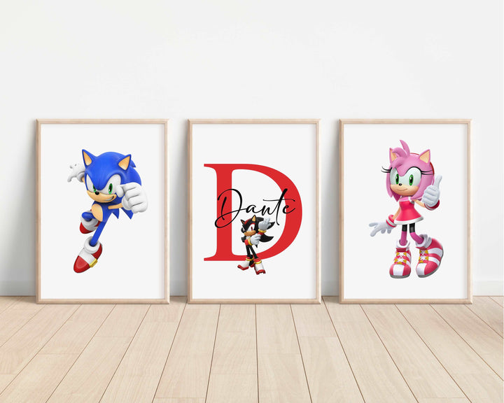 SET OF 3 Sonic Personalised Prints