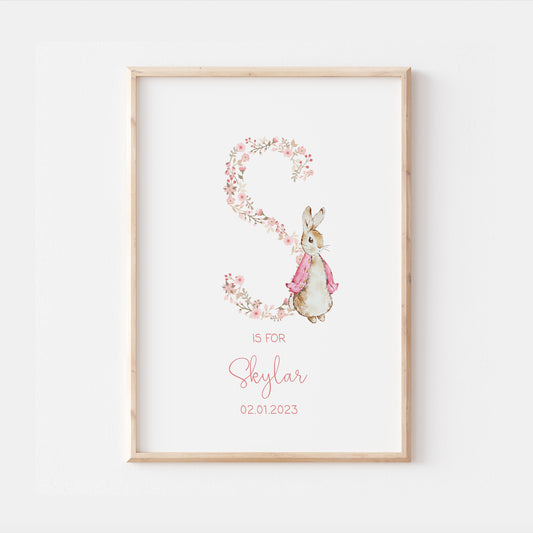 Personalised Peter Rabbit Print, Beatrix Potter Nursery Prints