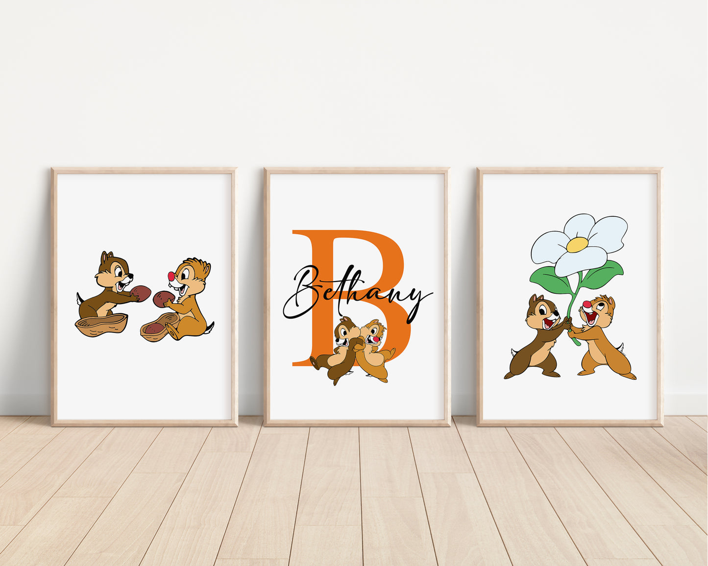 SET OF 3 Disney Chip N Dale Personalised Prints