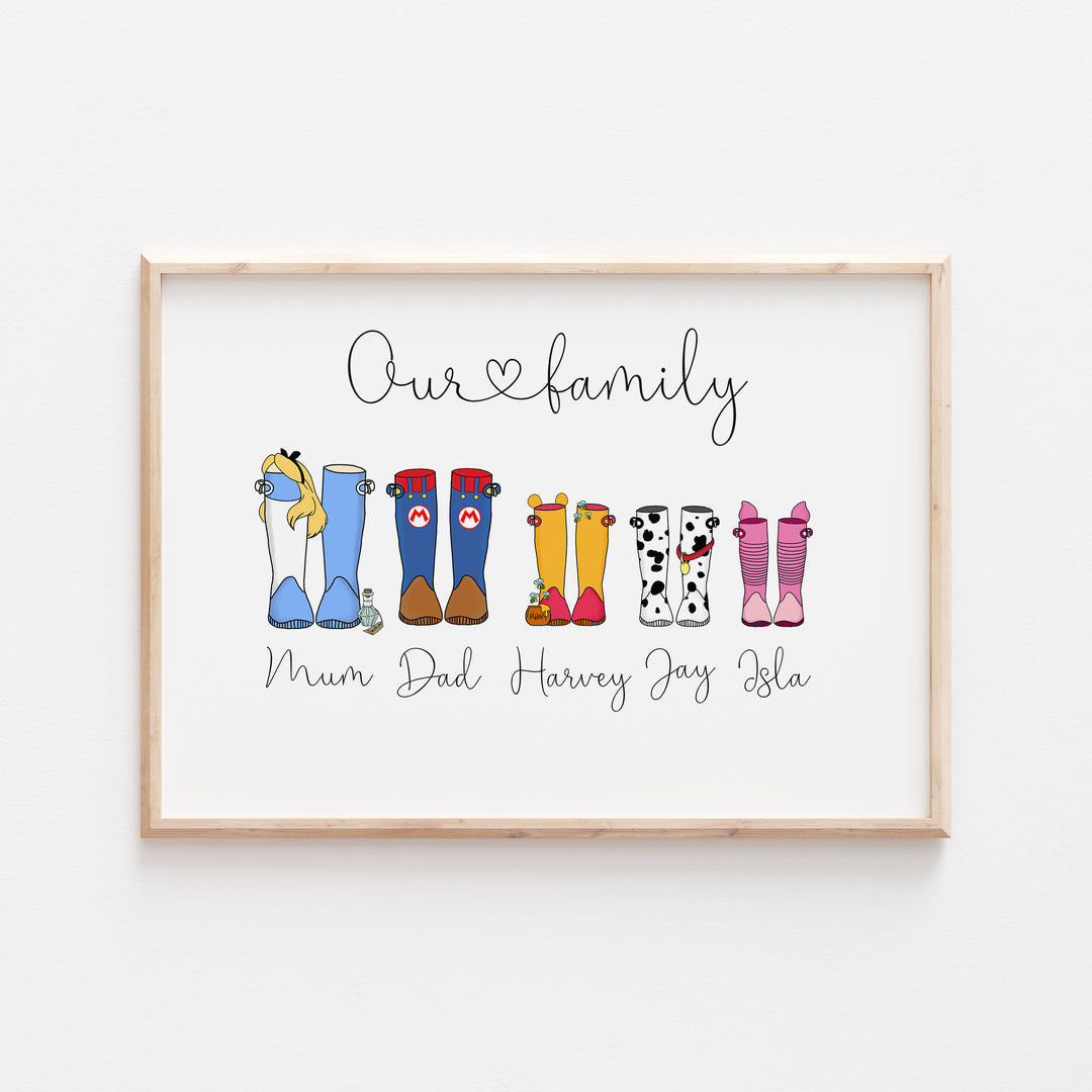 Personalised Our Family Disney Welly Boots Print