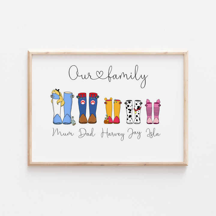 Personalised Our Family Disney Welly Boots Print