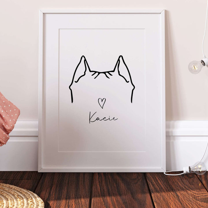 Personalised Pitbull Dog Line Art Print