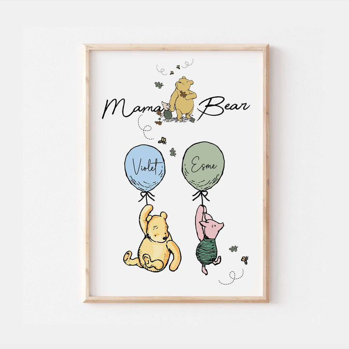 Personalised Mama Bear Winnie the Pooh Family Print