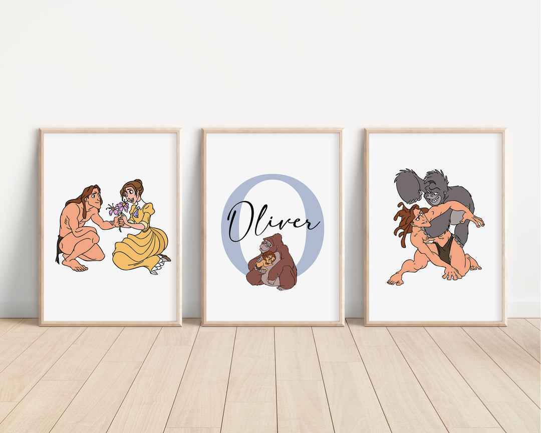 SET OF 3 Disney Tarzan Personalised Prints