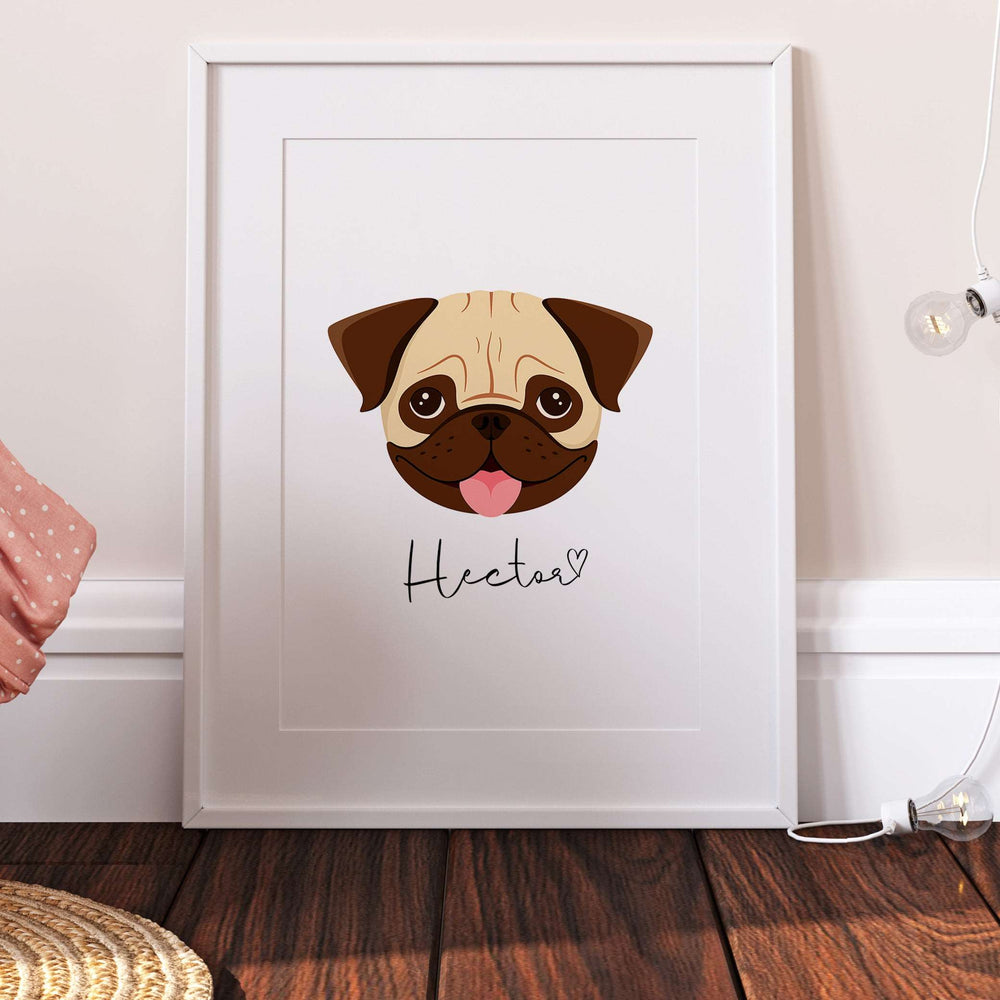 Personalised Pug Dog Print