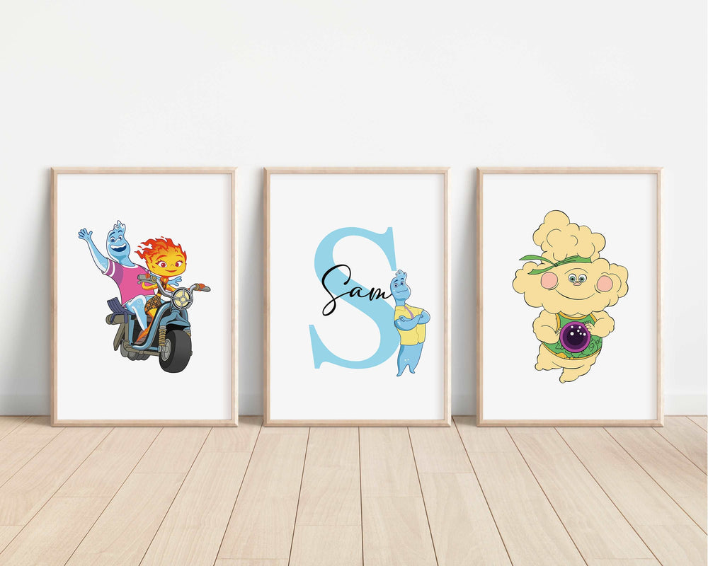 SET OF 3 Elemental Personalised Prints