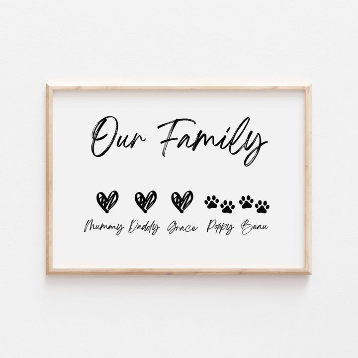 Personalised Our Family Heart Print