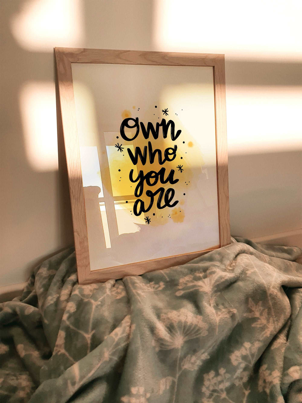 Own Who You Are Watercolour Affirmation Bedroom Quote Wall Print