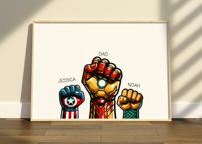 Personalised Avengers Our Family Superhero Print