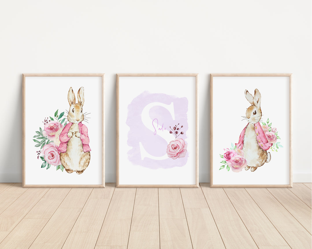 SET OF 3 Flopsy Bunny Personalised Prints