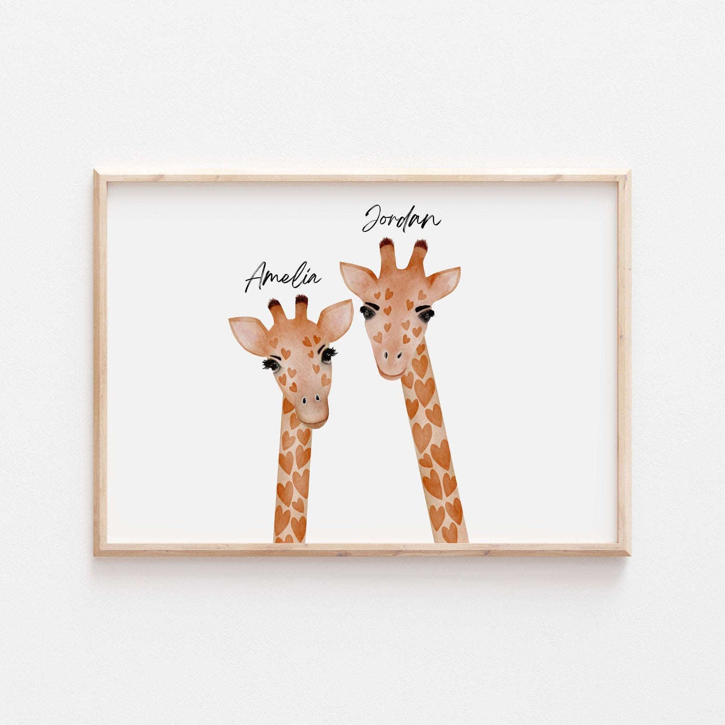 Personalised Our Family Giraffe Home Print