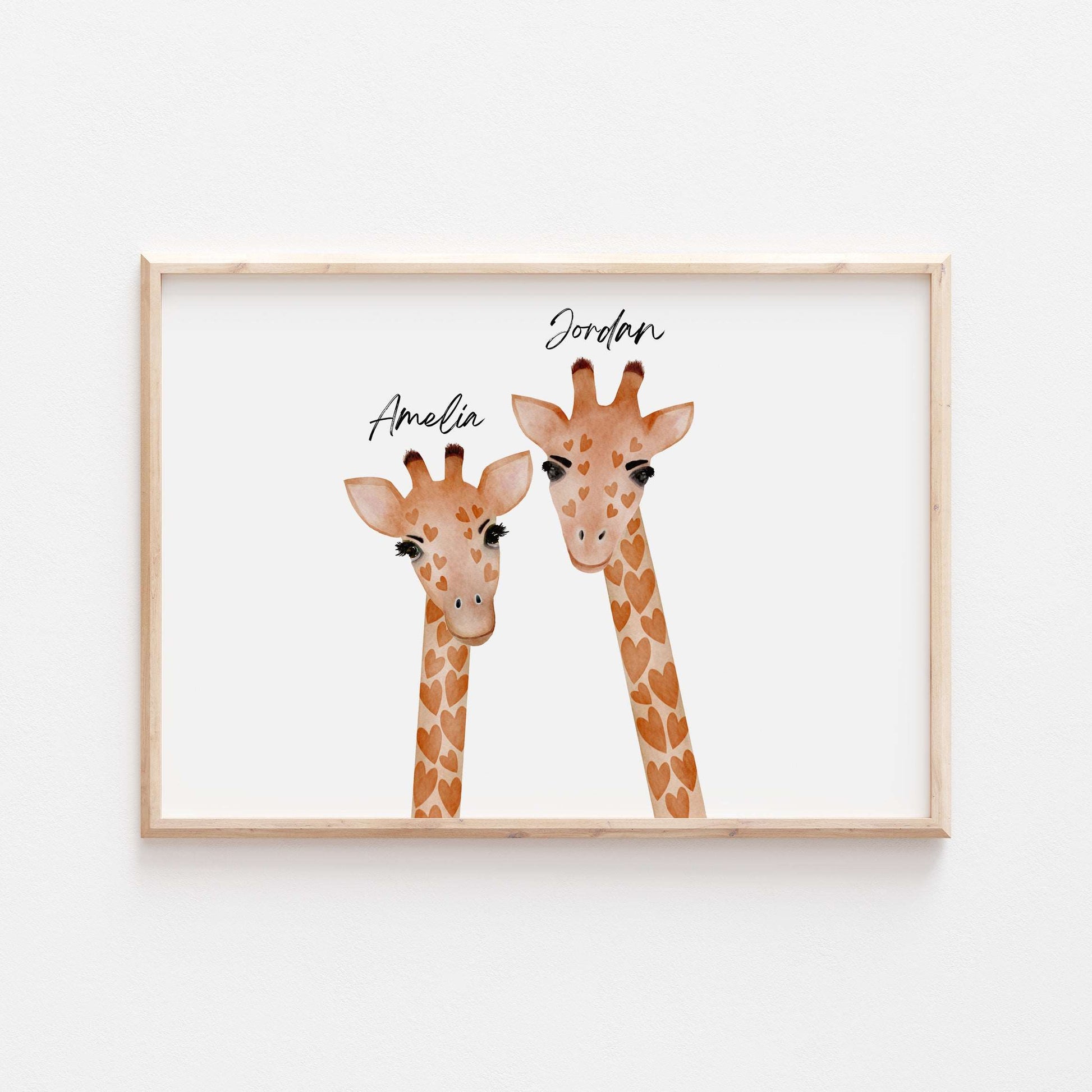 Personalised Our Family Giraffe Home Print