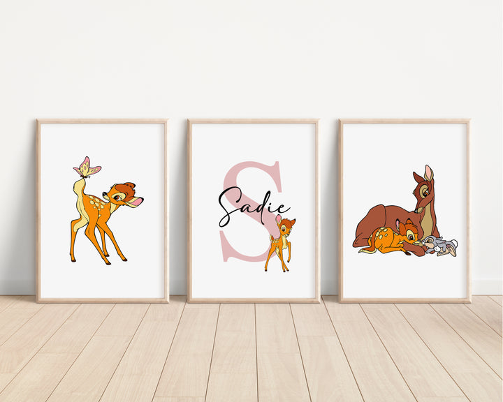 SET OF 3 Disney Bambi Personalised Prints