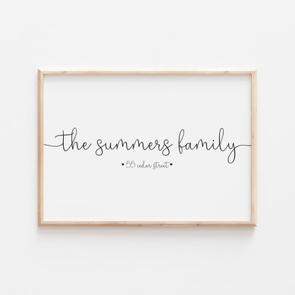 Personalised Our Family Surname Print