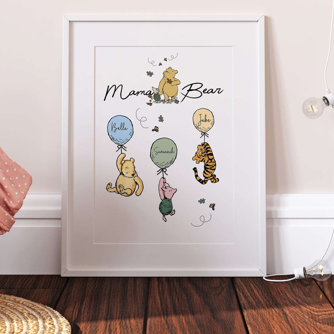 Personalised Mama Bear Winnie the Pooh Family Print