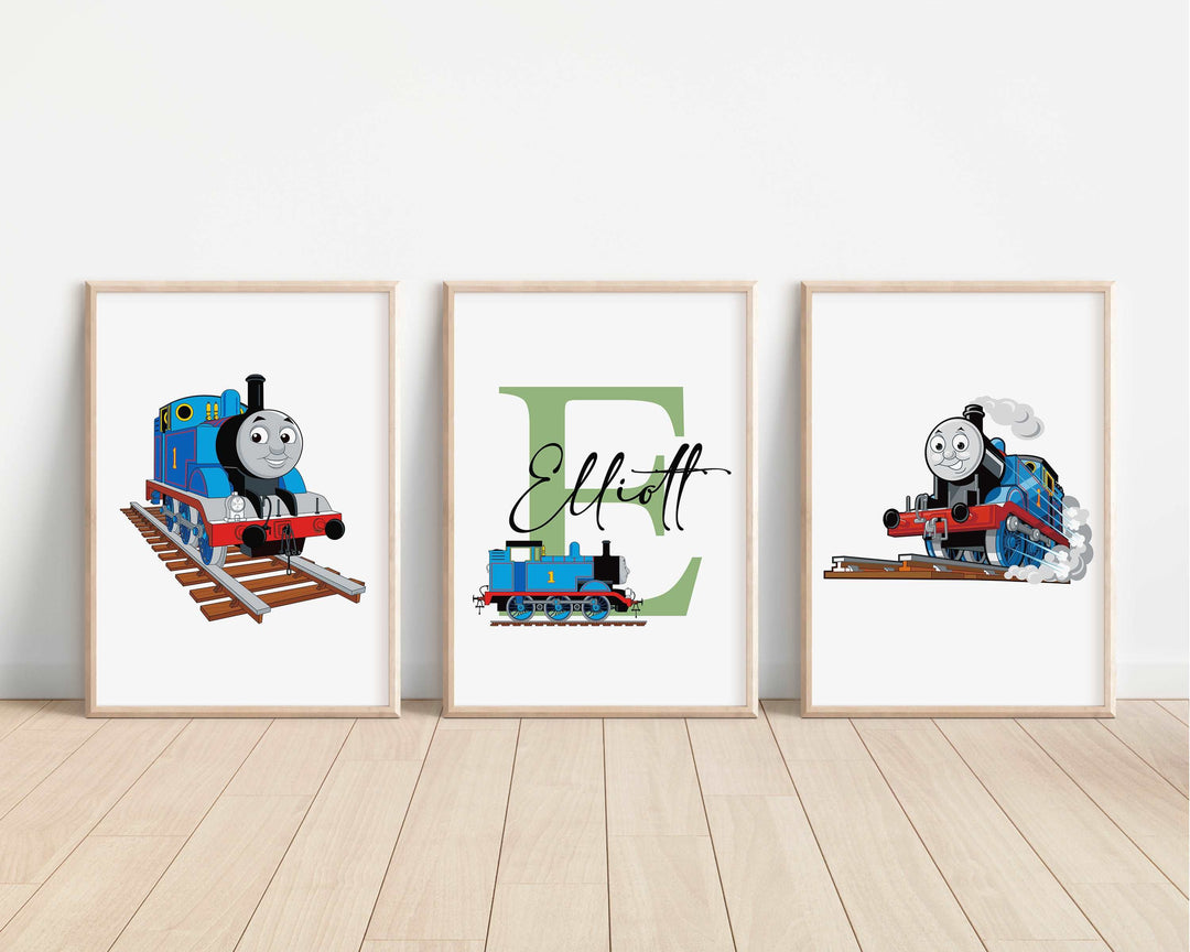 SET OF 3 Thomas The Tank Engine Personalised Bedroom Prints