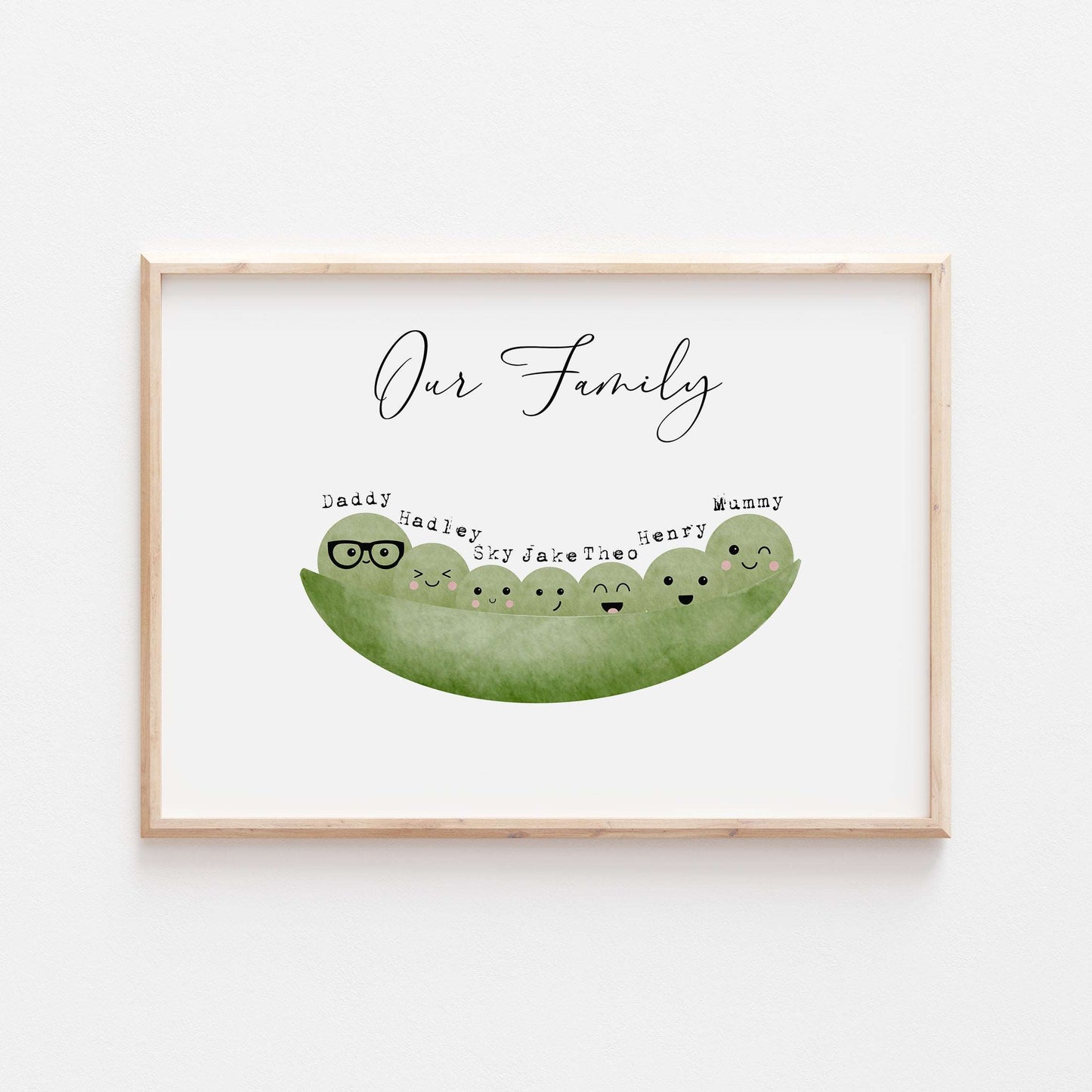 Personalised Our Family Peas in a Pod Print