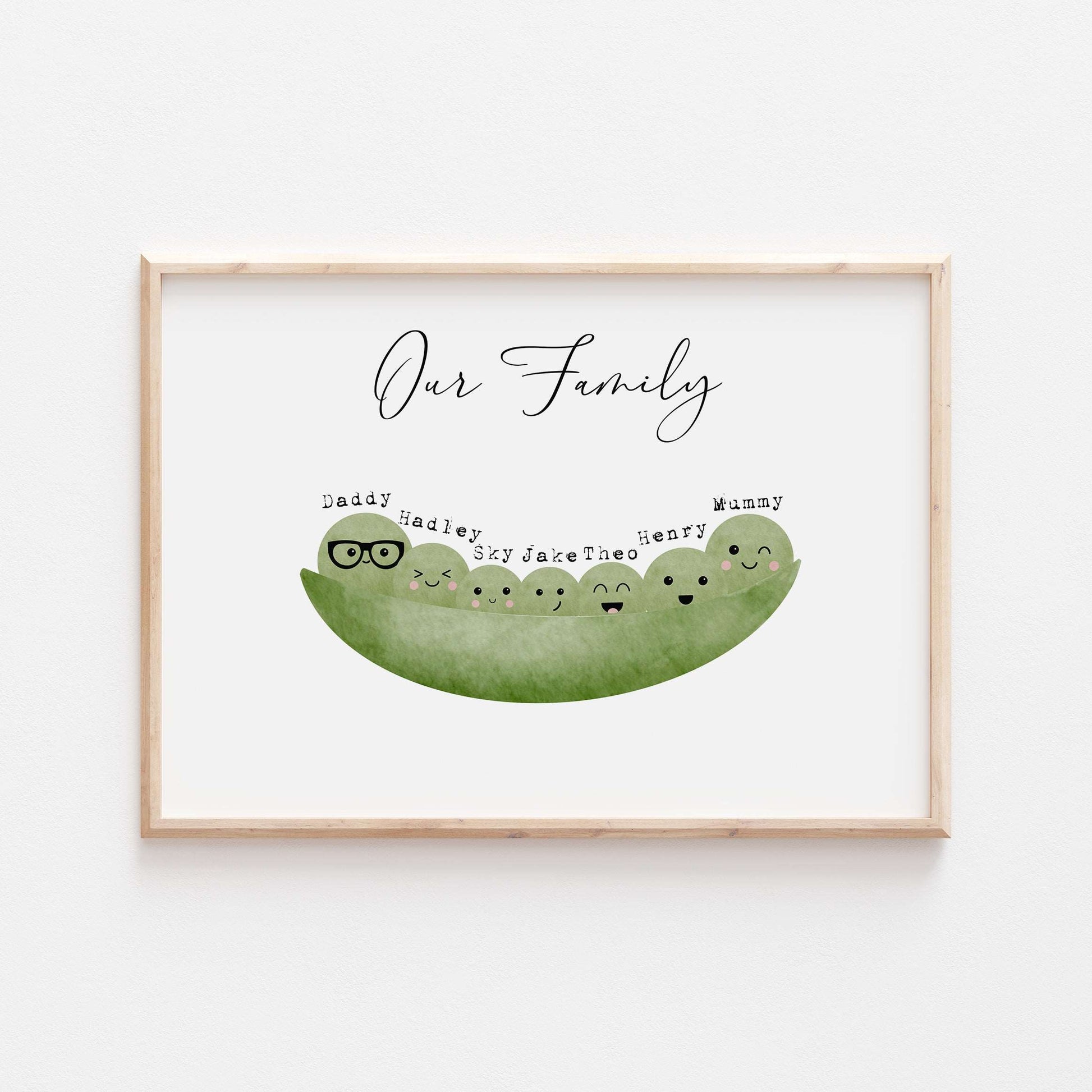 Personalised Our Family Peas in a Pod Print