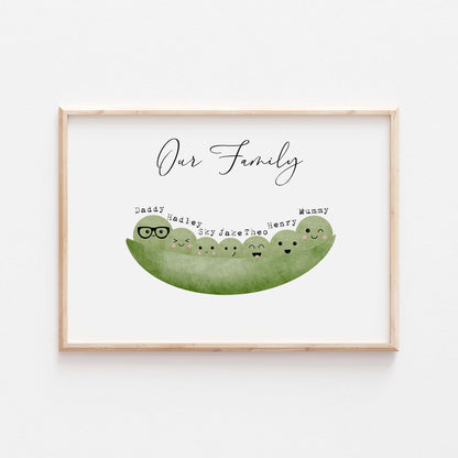 Personalised Our Family Peas in a Pod Print