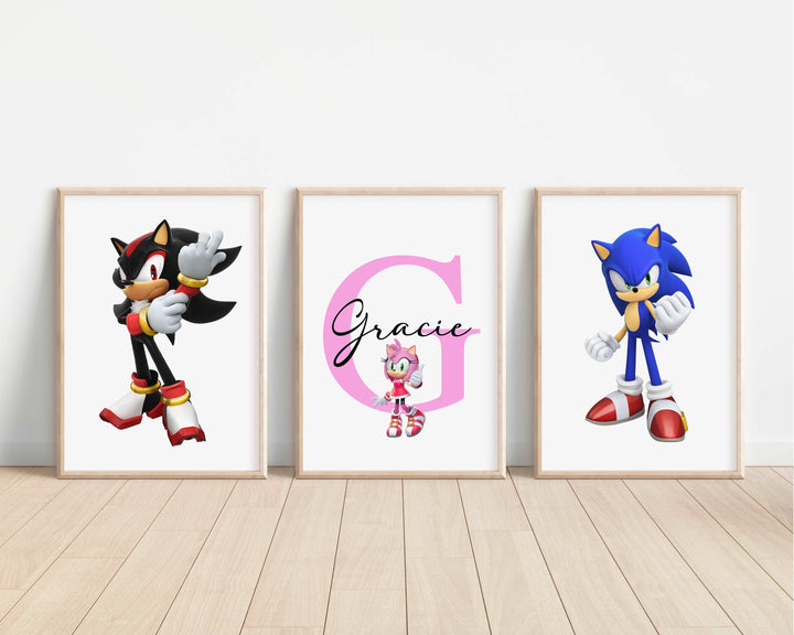 SET OF 3 Sonic Personalised Prints